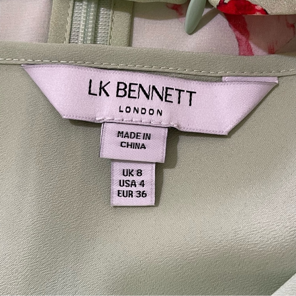 LK BENNETT Gabbi Green And Pink‎ Giant Poppy Print Stretch Silk Fairy Dress - Picture 9 of 16